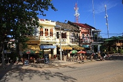 Picturesque buildings along the promenade in Kampot